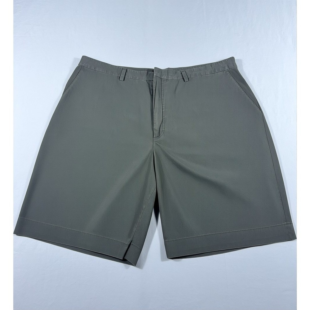 Alfani Mens 42 Cotton Flat Front Shorts Olive Green Grey Micro Corduroy Casual